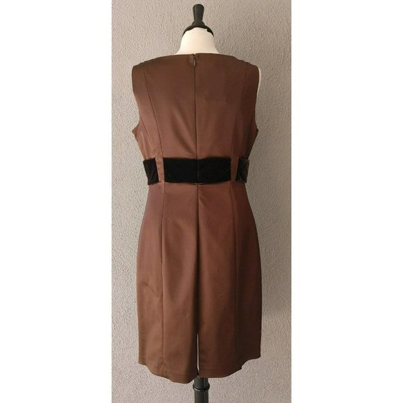 NWT Kay Unger Sleeveless Metallic Brown Cocktail Party Dress Satin Bow Size 12 - Picture 2 of 7